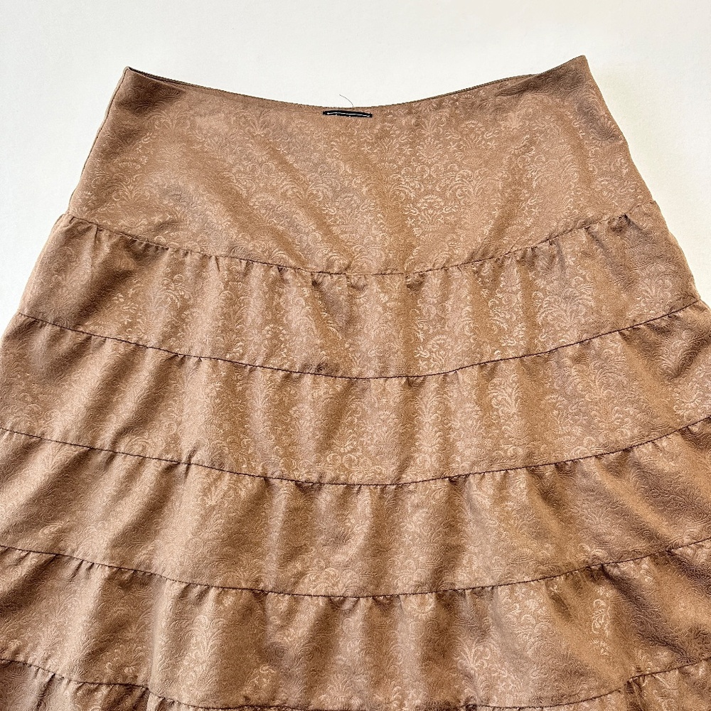 Vintage Tunique Tiered Knee Length Western Skirt Women’s Size XL Tan - Picture 2 of 8